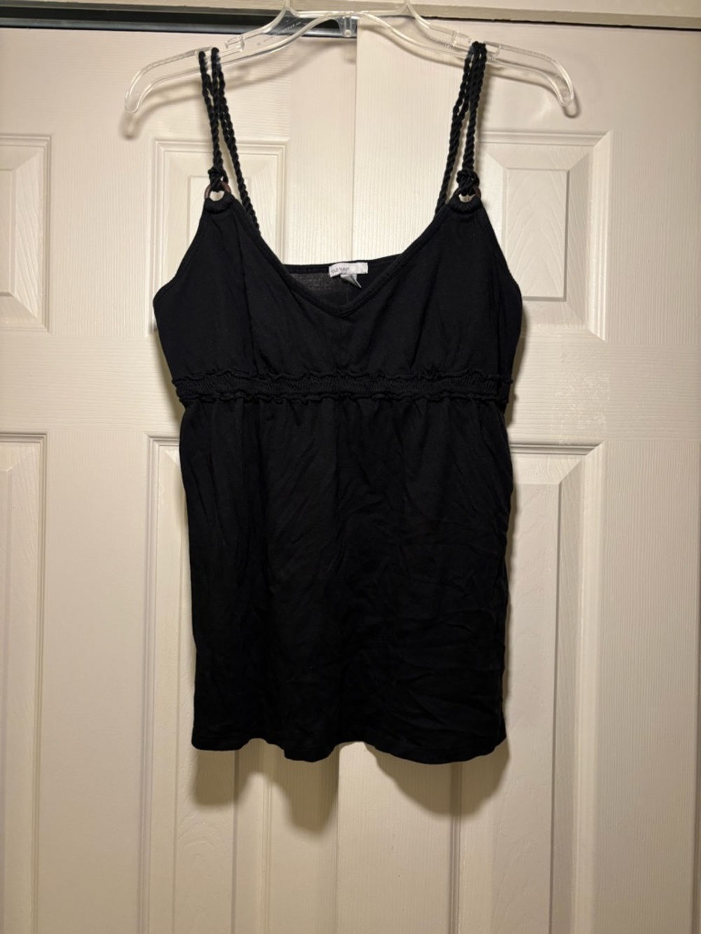 Vintage Old Navy Black Women's Braided Strap Tank Top -  Casual Knit Cami